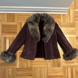 Reposh Danier removable real fur trimmed and genuine leather coat